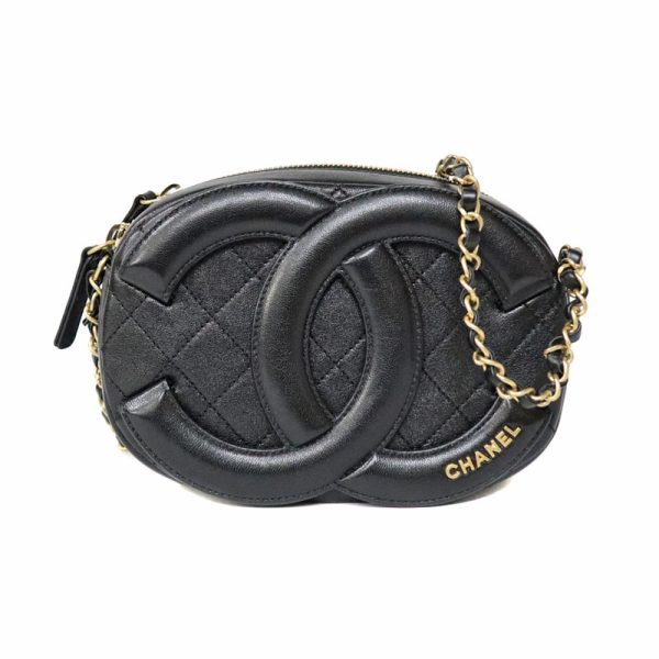 c22 5174 1 CHANEL Camera Lambskin Leather Shoulder Bag Black