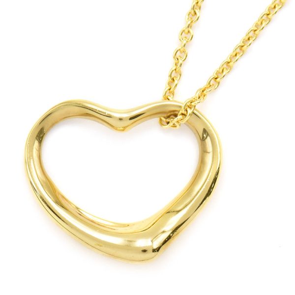 c240400044486 Tiffany Co Open Heart Necklace K18YG Heart Motif Pendant Yellow Gold