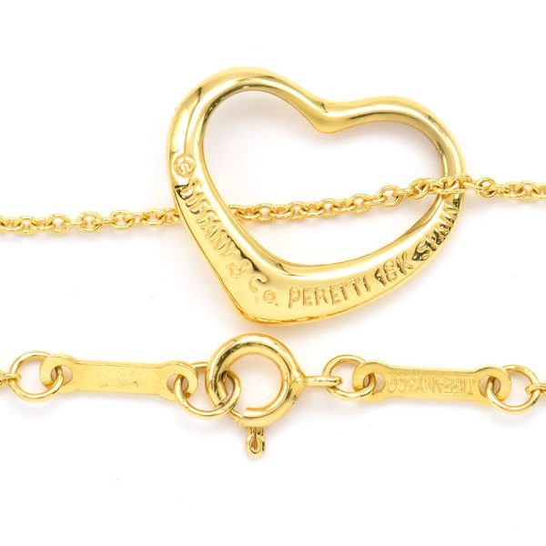 c240400044486 2 Tiffany Co Open Heart Necklace K18YG Heart Motif Pendant Yellow Gold