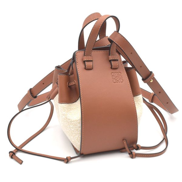 c240400044743 Loewe Hammock Drawstring Anagram Shoulder Bag Tan