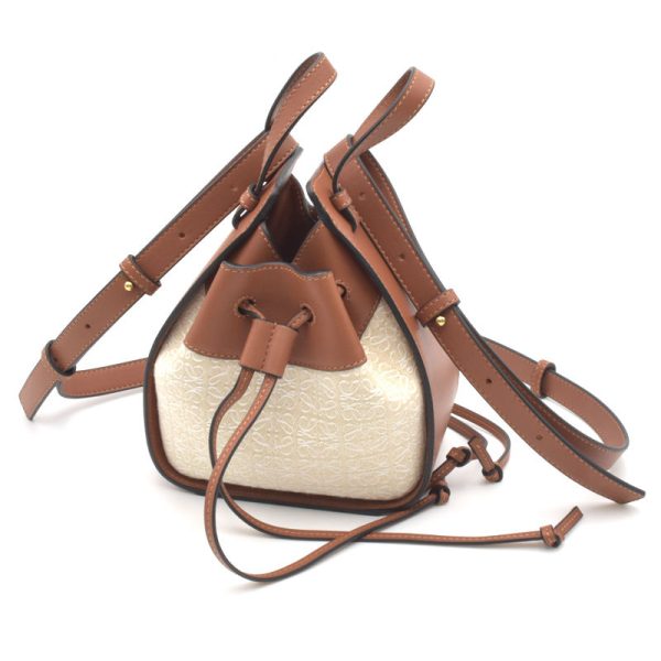 c240400044743 1 Loewe Hammock Drawstring Anagram Shoulder Bag Tan