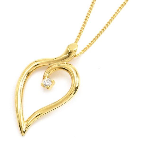 c240400045783 Tiffany Co Leaf Heart Necklace K18YG Diamond Necklace Yellow Gold