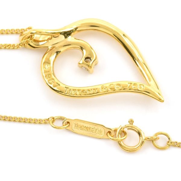 c240400045783 2 Tiffany Co Leaf Heart Necklace K18YG Diamond Necklace Yellow Gold