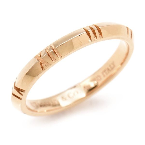 c240400045879 Tiffany Co Atlas X Closed Narrow Ring Size 17 K18PG Roman Numerals Pink Gold