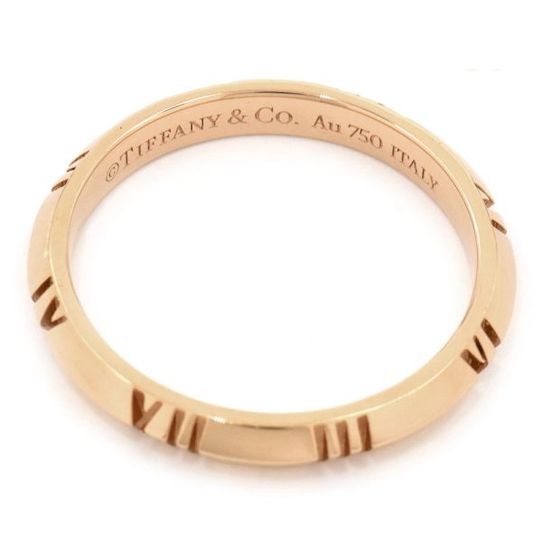 c240400045879 2 Tiffany Co Atlas X Closed Narrow Ring Size 17 K18PG Roman Numerals Pink Gold