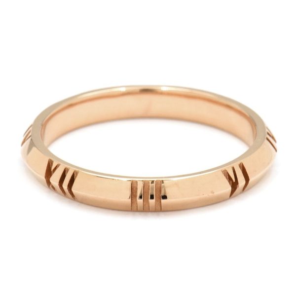 c240400045879 3 Tiffany Co Atlas X Closed Narrow Ring Size 17 K18PG Roman Numerals Pink Gold