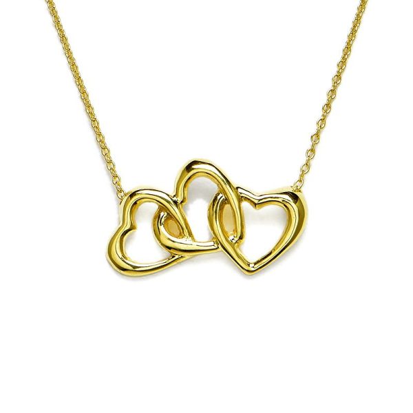 c240400046485 Tiffany Co Triple Heart Necklace K18YG Open Heart Pendant Yellow Gold