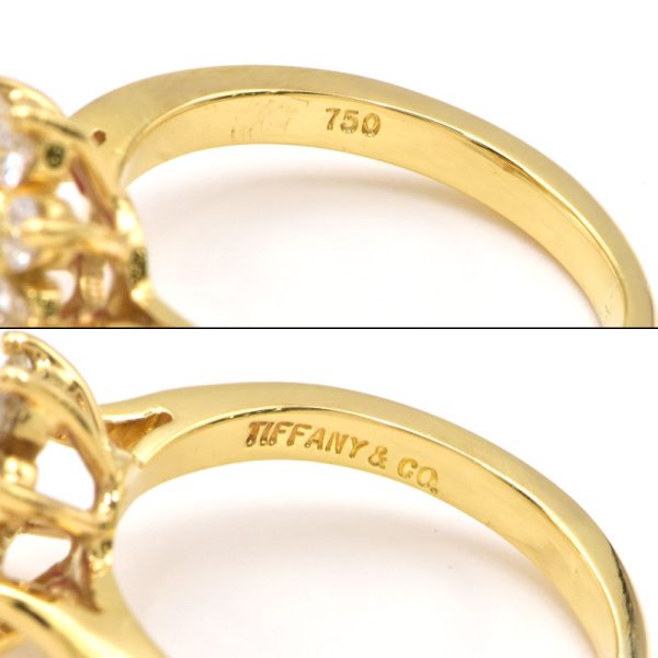 c240400046560 2 Tiffany Co Buttercup Ruby Diamond Size 85 K18YG Flower Motif Cabochon Cut Yellow Gold Red