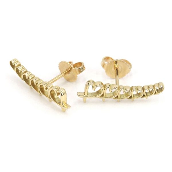 c240600020541 Tiffany Co Loving Heart Climber Earrings K18YG Paloma Picasso Yellow Gold Jewelry