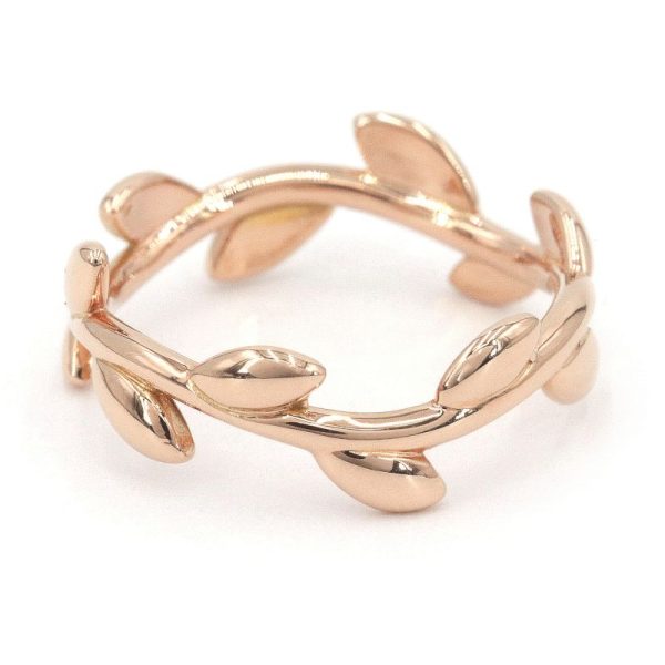 c240600020547 1 Tiffany Co Olive Leaf Band Ring Size 85 K18PG Paloma Picasso Pink Gold