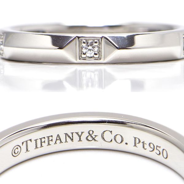 c240600020647 2 Tiffany Co True Band Ring 5P Diamond Size 9 Pt950 25mm Platinum