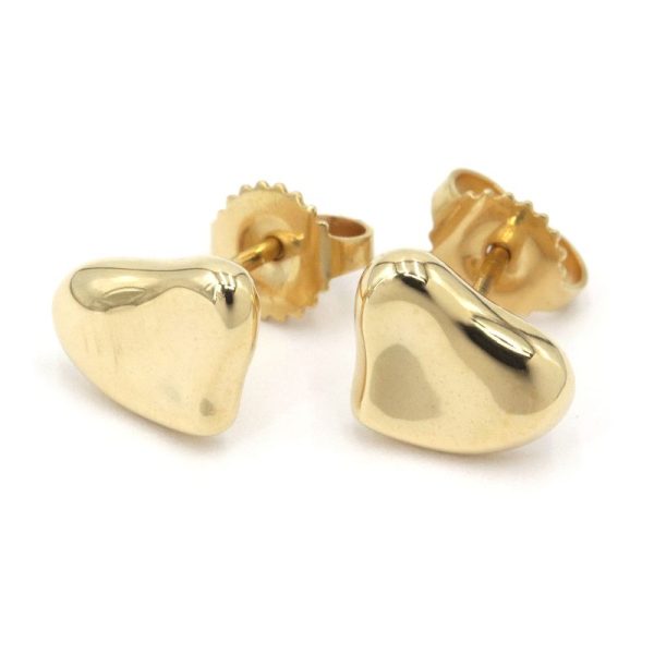 c240600020736 Tiffany Co Curved Heart Earrings K18YG Yellow Gold Stud Style