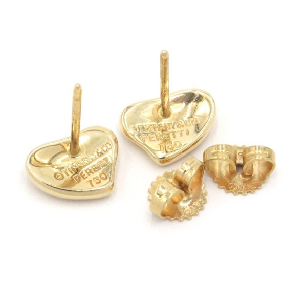 c240600020736 2 Tiffany Co Curved Heart Earrings K18YG Yellow Gold Stud Style