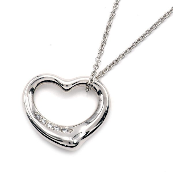 c240600020846 Tiffany Co Open Heart Pendant Pt950 Diamond Elsa Peretti Heart Platinum