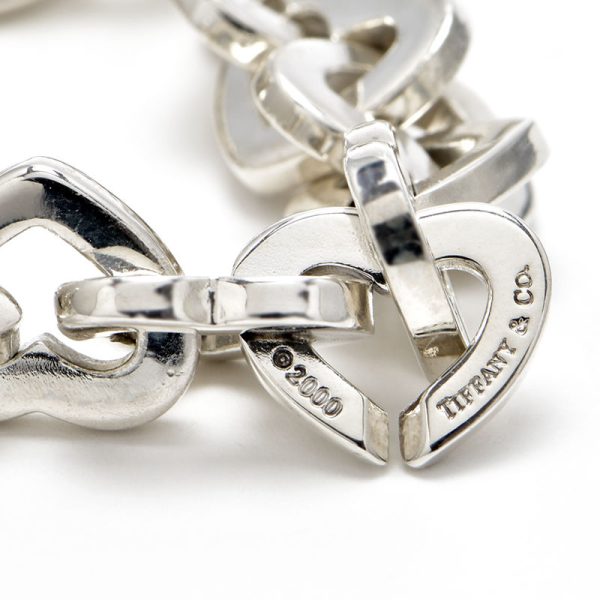 c240600020851 2 Tiffany Co Heart Link Bracelet SV925 K18YG Combination Motif Silver Yellow Gold