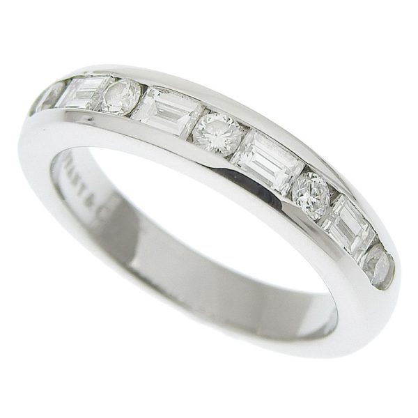 c240600020892 Tiffany Half Circle Ring Diamond No 6 Pt950 New Polished Channel Setting Platinum Ring Jewelry