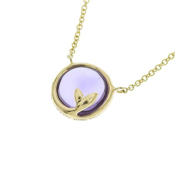 c240600020911 Tiffany Co Paloma Picasso Olive Leaf Necklace K18YG Amethyst Yellow Gold Pendant