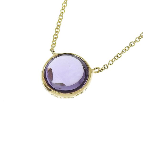 c240600020911 1 Tiffany Co Paloma Picasso Olive Leaf Necklace K18YG Amethyst Yellow Gold Pendant