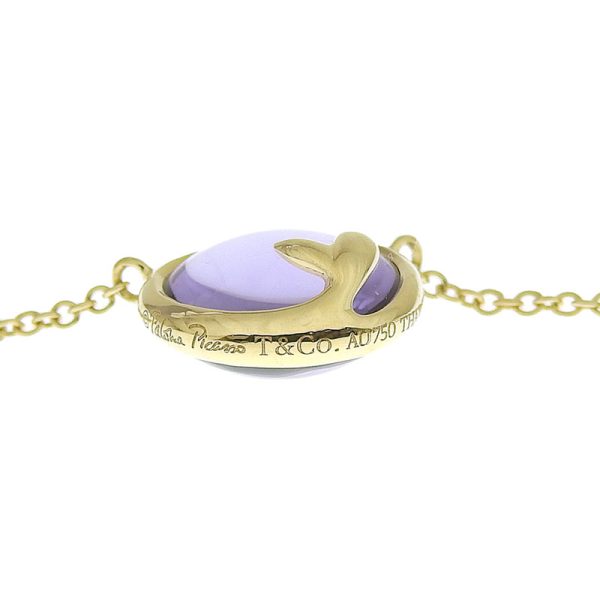 c240600020911 2 Tiffany Co Paloma Picasso Olive Leaf Necklace K18YG Amethyst Yellow Gold Pendant