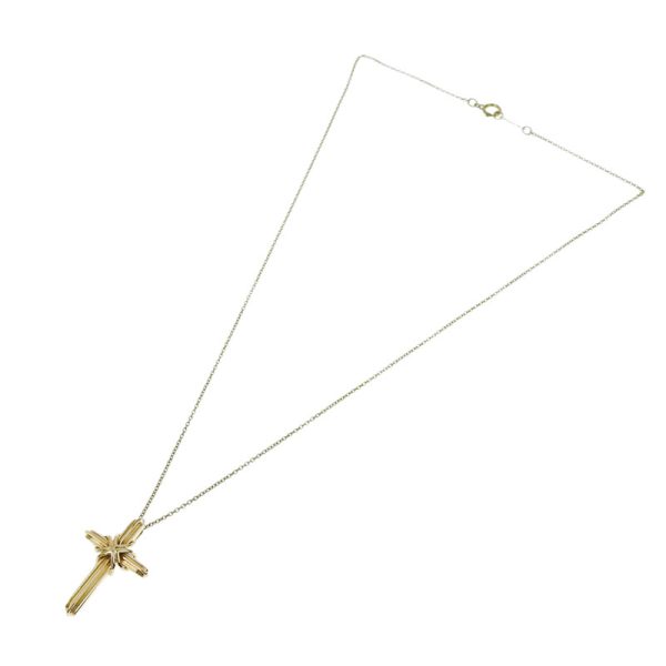 c240600021275 1 1 Tiffany Co Signature Cross Necklace K18YG Yellow Gold Pendant Jewelry