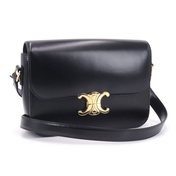 c240600022126 Celine Classic Triomphe Shoulder Bag Black