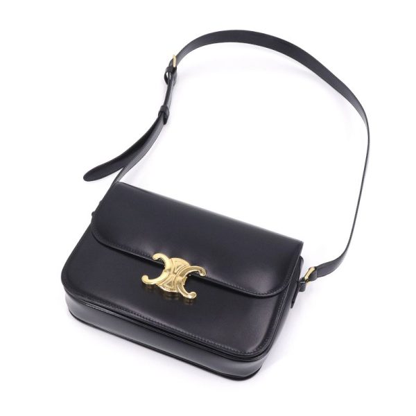 c240600022126 2 Celine Classic Triomphe Shoulder Bag Black