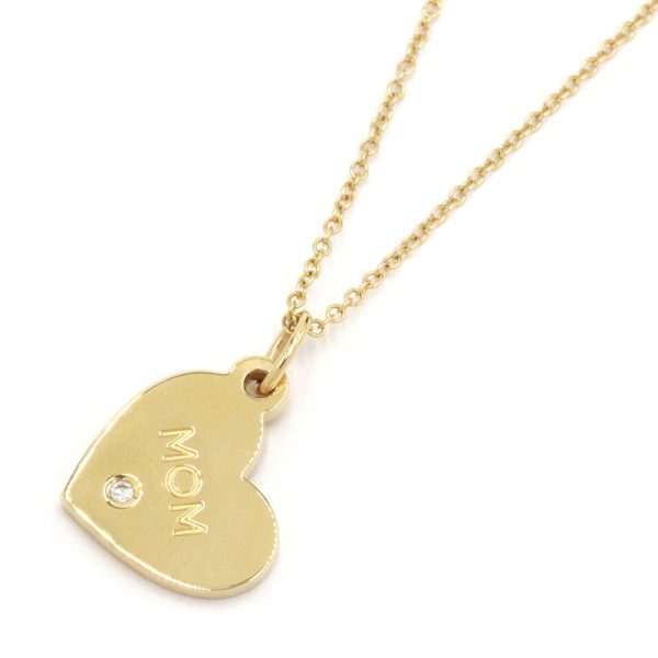 c240601083639 Tiffany Co MOM Tag Charm Necklace K18YG Yellow Gold Heart Pendant Jewelry