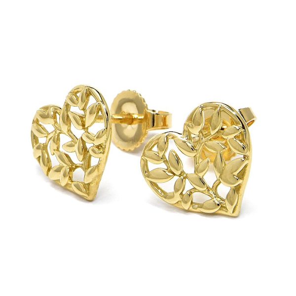 c240601085141 Tiffany Co Olive Leaf Heart Earrings K18YG Paloma Picasso Motif Yellow Gold