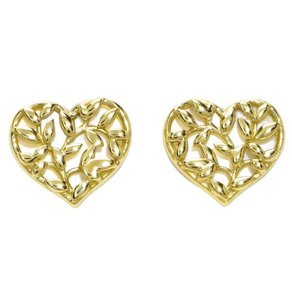 c240601085141 1 Tiffany Co Olive Leaf Heart Earrings K18YG Paloma Picasso Motif Yellow Gold