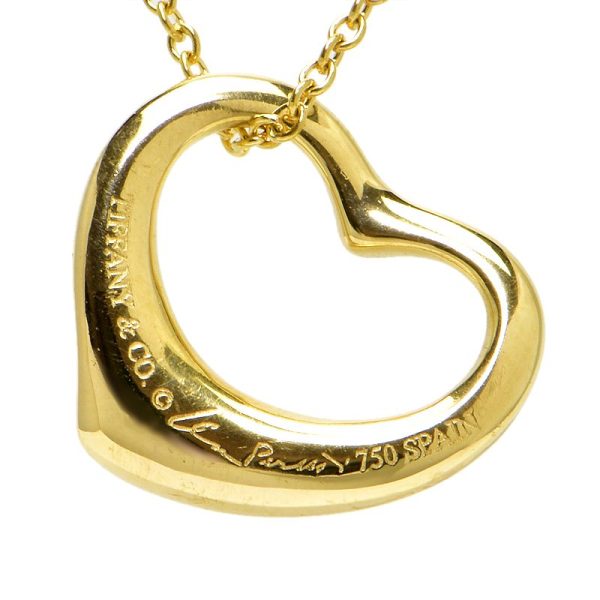 c240601085157 3 Tiffany Co Open Heart Pendant K18YG Elsa Peretti 5P Diamond Yellow Gold