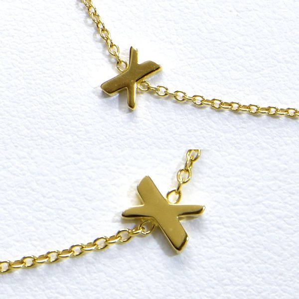 c240601085388 2 Tiffany Co Atlas X Necklace Cross Motif K18YG Yellow Gold Solid Gold