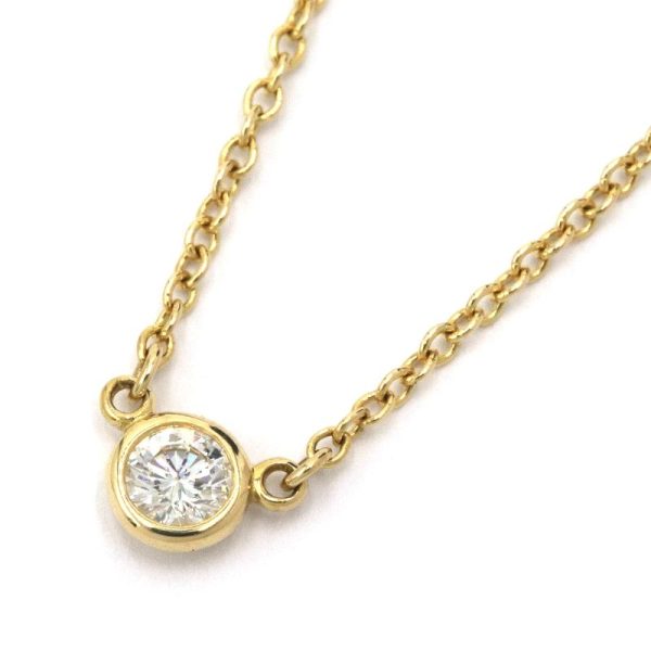 c240601087271 Tiffany Co By The Yard Necklace 008ct K18YG Yellow Gold Diamond Pendant Jewelry