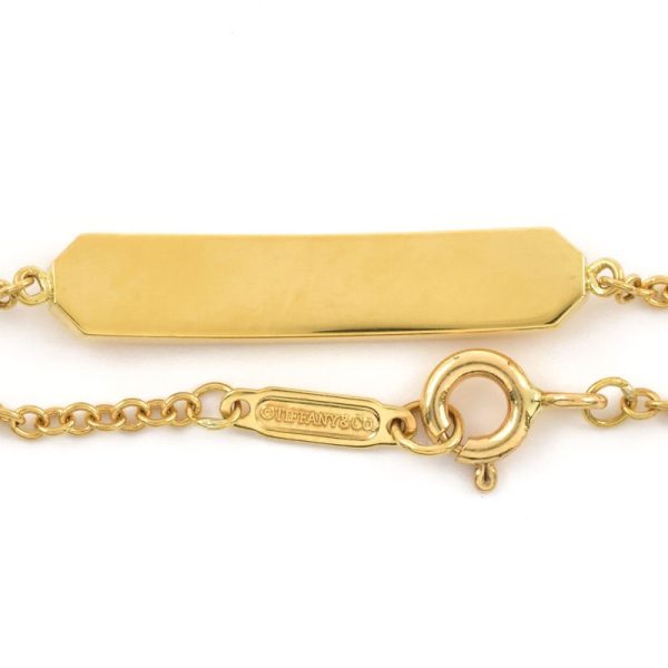 c240601088370 2 Tiffany Co Tag Chain Bracelet K18YG Plate Simple Yellow Gold