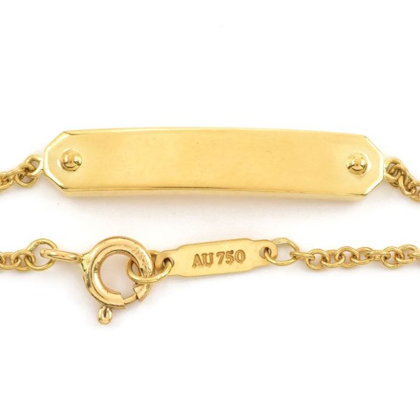 c240601088370 3 Tiffany Co Tag Chain Bracelet K18YG Plate Simple Yellow Gold