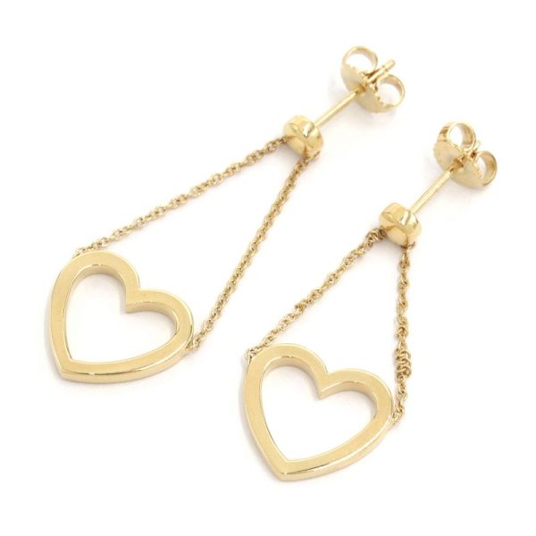 c240601090766 Tiffany Co Sentimental Heart Earrings K18YG Yellow Gold Stud Chain Jewelry