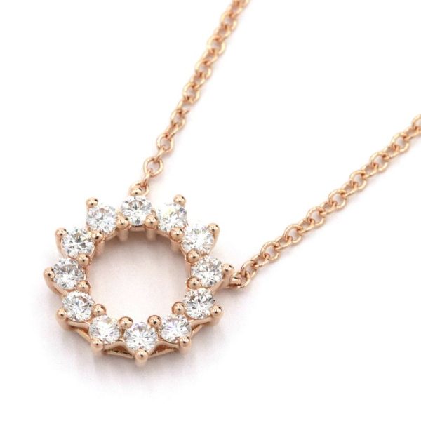 c240601090772 Tiffany Open Circle Pendant Mini Newly Finished Total 023ct Diamond K18PG Pink Gold Diamond Necklace