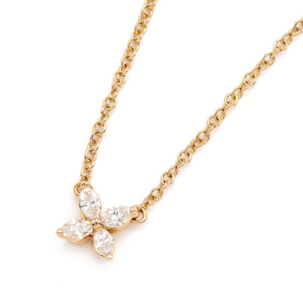 c240601090792 Tiffany Victoria Pendant Mini Diamond Finished Flower Motif Flower Ladies Pink Gold