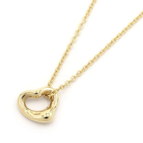 c240601091598 Tiffany Co Open Heart Necklace Mini K18YG Yellow Gold Elsa Peretti Pendant Jewelry