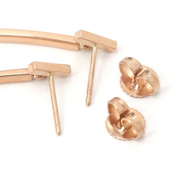 c240601091599 1 Tiffany T Wire Bar Earrings K18PG Newly Polished Long Earrings Stud Earrings Pink Gold Jewelry