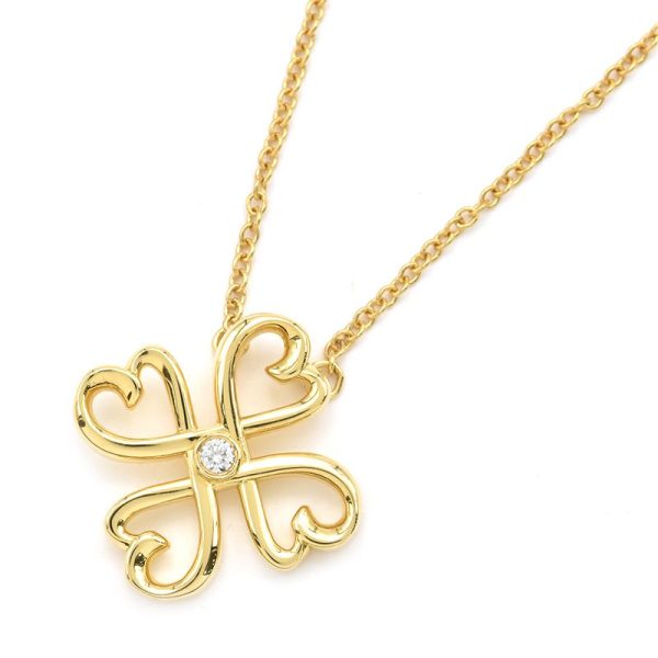 c240601095864 Tiffany Co Loving Heart Pendant K18YG Paloma Picasso Diamond Necklace Yellow Gold