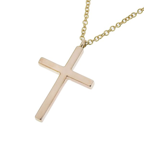 c240601096454 2 Tiffany Co Metro Cross Necklace Medium K18YG Diamond Yellow Gold Pendant Jewelry