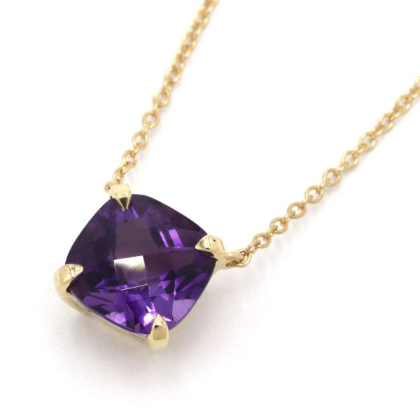 c240601097874 Tiffany Co Sparkler Necklace K18YG Amethyst Newly Finished Yellow Gold Pendant Jewelry