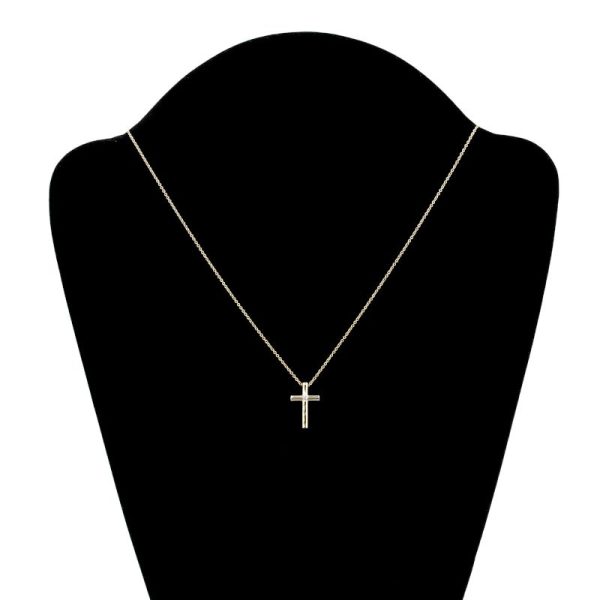 c240601098272 5 Tiffany Co Cross Necklace K18YG Diamond Yellow Gold Pendant