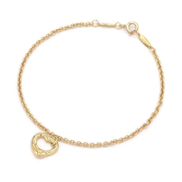 c240601098502 Tiffany Co Open Heart Bracelet K18YG Chain Yellow Gold Jewelry