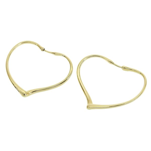 c240601100168 Tiffany Open Heart Earrings K18YG New Finished Yellow Gold Hoop Earrings Jewelry