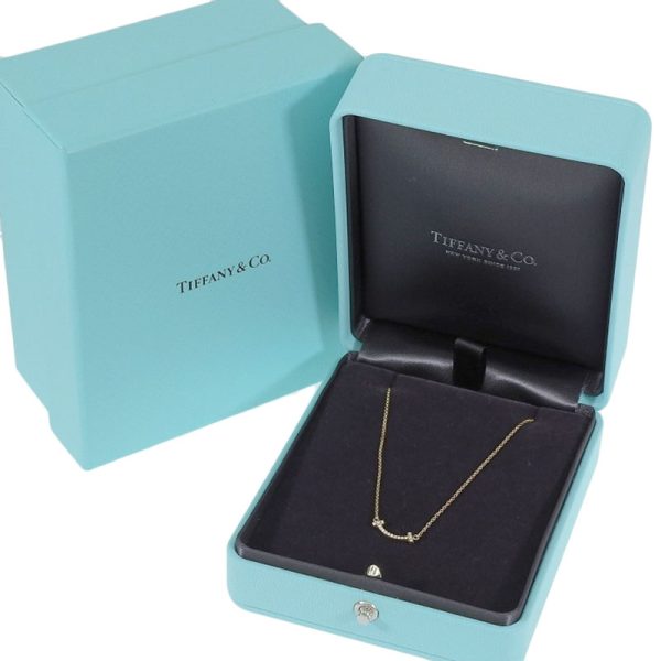 c240601100176 5 Tiffany T Smile Micro Necklace Diamond K18YG New Polished Yellow Gold Pendant Jewelry