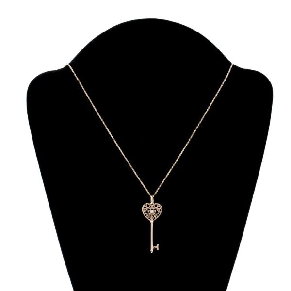 c240601100472 5 Tiffany Enchanted Heart Key Necklace K18PG Diamond New Polished Pink Gold Key 1PD 1 Pendant