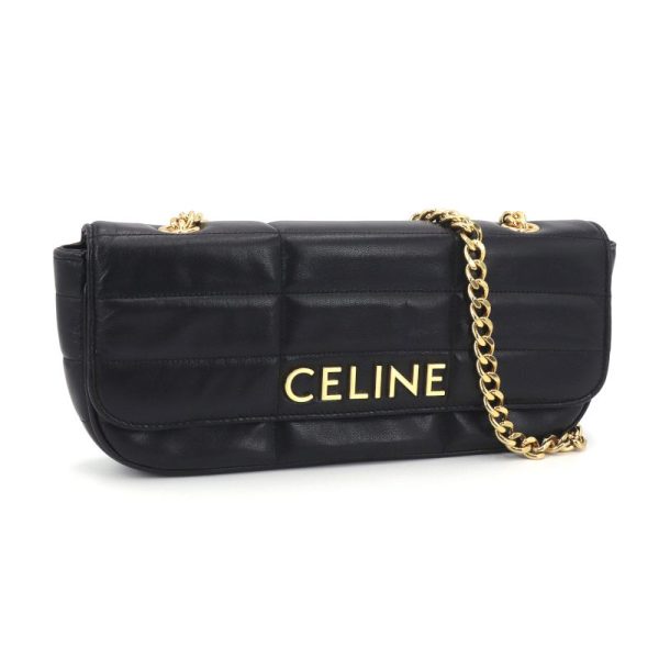 c240601112021 Celine Monochrome Chain Shoulder Bag Black