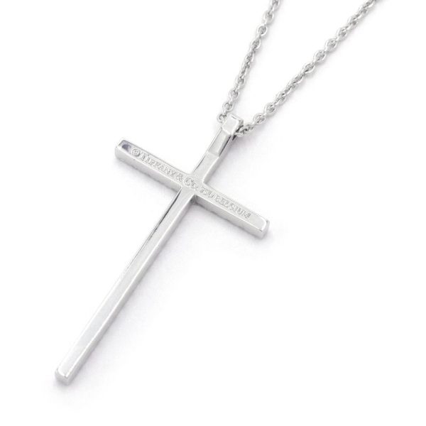 c240601115494 1 Tiffany Metro Cross Necklace Large K18WG Diamond Cross Necklace White Gold