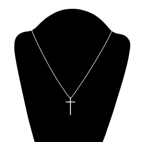 c240601115494 5 Tiffany Metro Cross Necklace Large K18WG Diamond Cross Necklace White Gold